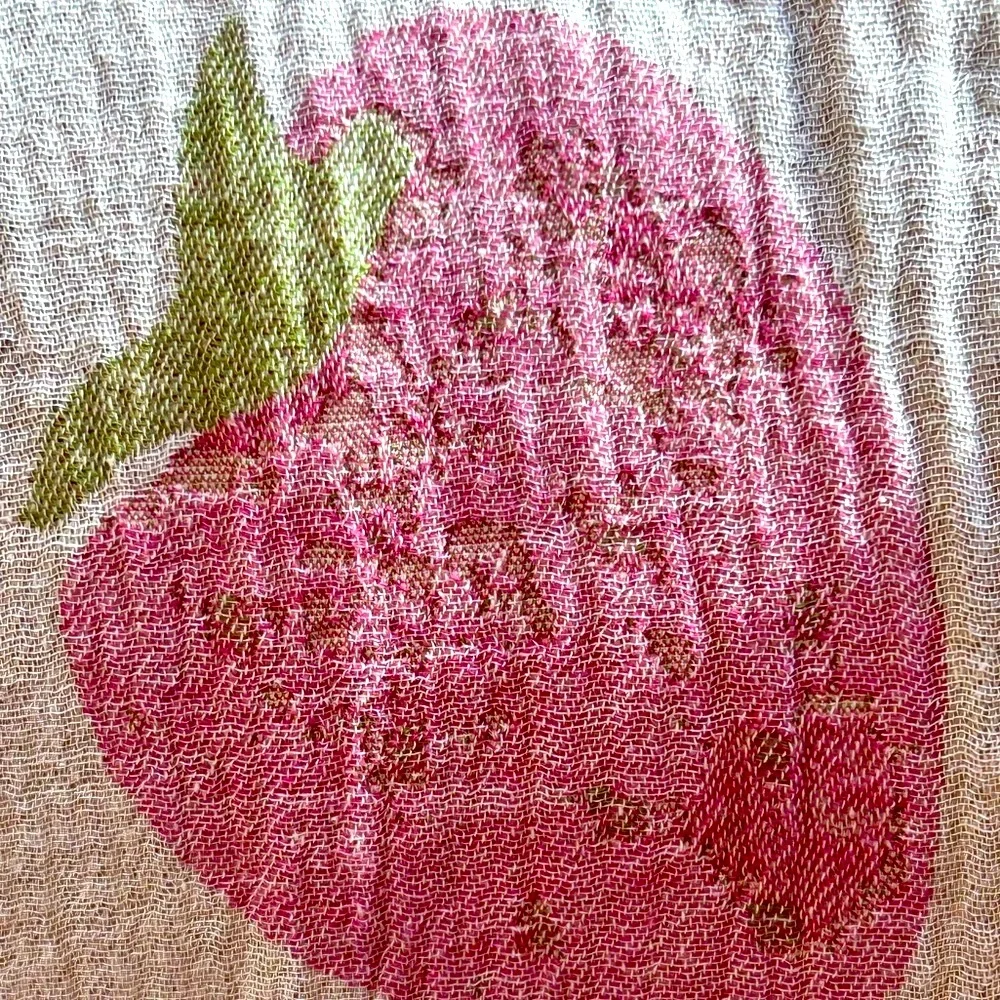 Strawberry Travel Blanket Towel Wrap Reversible Organic Cotton Farm to Textile
